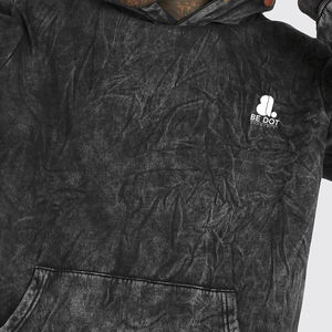 Sweat à capuche pull lavé à l'acide pour hommes coupe régulière 100% coton polaire respirant et séchage rapide capuche à cordon - Product Image 6