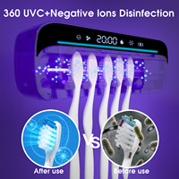 Nouvelles Tendances OEM Stérilisateur Nettoyeur de Brosses à Dents UVC 4000 mAh Mural à Ions Négatifs Support de Brosses à Dents Sans Fil pour Salle de Bain