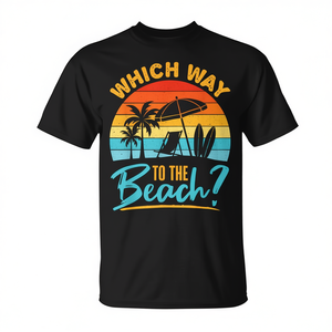 T-shirt graphique unisexe à col rond et manches courtes pour adulte, motif palmiers d'été, promotionnel - Product Image 3