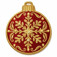 Patch brodé de Noël rouge et or, motif flocon de neige et boule de Noël, thermocollant, pour vêtements, sacs et décoration intérieure