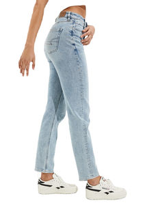 Calidad de exportación al por mayor, precio barato, pantalones vaqueros personalizables de pierna recta, pantalones vaqueros ajustados, pantalones vaqueros de mujer, lavado de exportación - Product Image 5