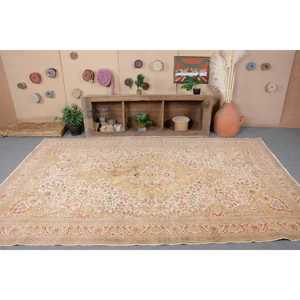 6.4x10.6 ft Turkish Rug, Vintage Large Rug, Red <b>Yellow</b> Oriental Rug - Product Image 4