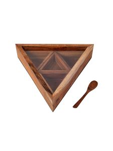 Boîte à épices en bois de qualité supérieure en forme de triangle 4 compartiments avec cuillère accessoires de cuisine boîte à épices en bois PAR HF CRAFTS - Product Image 2