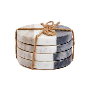 Sous-verres en marbre pur de qualité supérieure de forme ronde Sous-verres décoratifs en pierre et en bois de style Super Standard pour boissons - Product Image 2