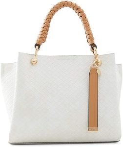 Women's Woven Pattern Tote Bag Braided Handle Shoulder <b>Handbag</b> <b>Medium</b> Synthetic Leather for Daily Shopping - Product Image 1