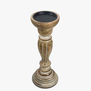 <b>Wooden</b> Candle Stand Distressed <b>White</b> Finish Candle Holder for Living Room, Bedroom, <b>Dining</b> Room & <b>Table</b> Centerpiece - Product Image 3