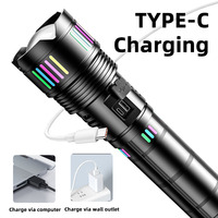 Lampe torche LED professionnelle puissante pour l'extérieur, vente en gros, lampe de recherche tactique rechargeable avec indicateur de niveau de batterie