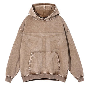 Sweat-shirts à capuche unis pour hommes, style streetwear décontracté, en molleton 100% coton, effet délavé, écologiques, respirants, faible MOQ - Product Image 1