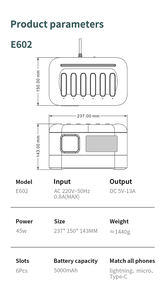 Station d'alimentation portable partagée à 6 ports Pratique Commercial QR <span class=keywords><strong>Code</strong></span> Location Charge Batterie externe partagée - Product Image 6