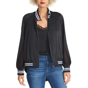 Giacca Bomber Reversibile Leggera con Zip Nera da Donna Rachel Roy, con Cappuccio e Collo Alto, Traspirante, Taglia X-Large per Primavera - Product Image 1