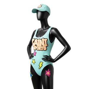Maillot de bain une pièce pour femme en nylon et élasthanne, couleur menthe, avec patch sport en chenille et logo personnalisé - Product Image 4