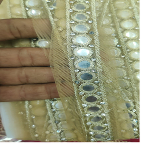 Fait sur mesure avec bordure en fil d'or et grande machine de travail de la pierre rubans brodés et lacets en couleurs pour robes de mariée - Product Image 5