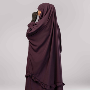 Tissu doux respirant manches à volants une pièce Jilbab robe de longueur de plancher pour les femmes parfait pour l'été vêtements islamiques modestes - Product Image 1