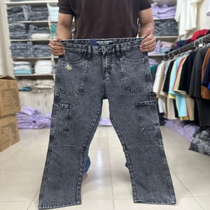 Jeans 6 poches en denim coupe ample unisexe surdimensionné grande taille Denim Jeans pantalon surplus surstock lots hommes femmes Baggy - Product Image 6