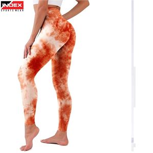 Leggings de yoga taille haute tie-dye INDEX, longueur intégrale, avec effet froncé aux fesses, extensibles dans les quatre sens, en Spandex et Polyester, pour le sport - Product Image 1
