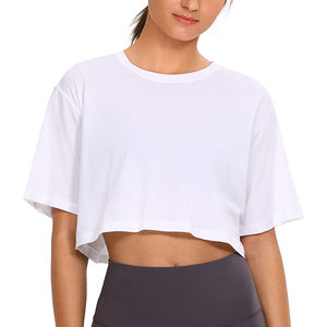 Custom Logo Cotton Cropped <b>Tshirt</b> for Women Ladies O-<b>neck</b> Oversized Blank Women's Crop T-shirt for men - Product Image 6