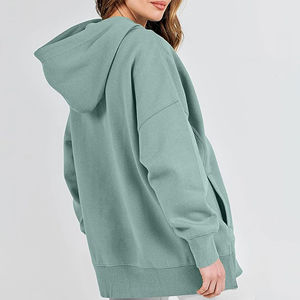 Sudadera con capucha de gran tamaño para mujer, de secado rápido, holgada, con hombros caídos, patrón sólido, Impresión de logotipo personalizado, lienzo hecho, servicio OEM - Product Image 6