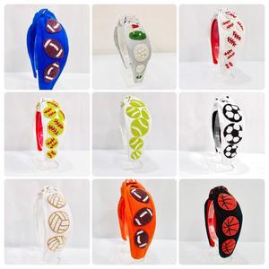 Diadema deportiva bordada a mano India personalizada para niñas, accesorios para el cabello de baloncesto - Product Image 6