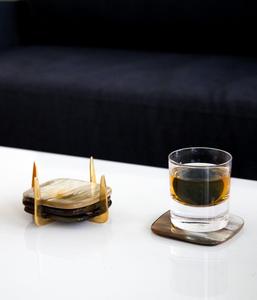 Natural Buffalo Horn <b>Table</b> <b>Coasters</b> Handmade Rustic Drink Accessories High Quality - Product Image 1