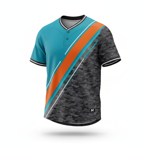 Jersey de béisbol sublimado para hombre-Diseño de rayo rosa/amarillo - Product Image 3