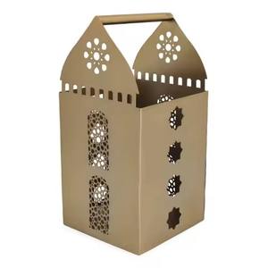 Lanterne décorative moderne en métal doré avec poignée, élégant porte-bougie pour la maison, fête, Ramadan, Thanksgiving, mariage - Product Image 1