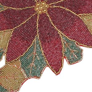 Decoración navideña y diseño de hojas con cuentas, Mantel Individual para mesa de comedor, tapete elegante, corredores decorativos hechos a mano para boda - Product Image 5