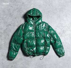 Veste matelassée brillante pour homme de style streetwear de haute qualité 2024, patchwork, 100% laine, personnalisée, style high street - Product Image 3