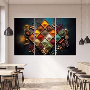 ของขวัญผ้าแคนวาสสมัยใหม่: ของตกแต่งผนังพิมพ์ลายเครื่องเทศหลากสีสัน,3P: ห่อแบบแกลเลอรี่ - Product Image 1