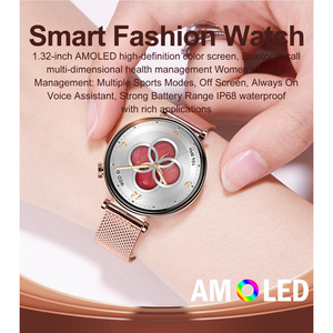 Reloj Inteligente Sewer con Pantalla AMOLED Redonda de 1.32 Pulgadas, Monitor de Actividad Física para Mujer, Monitor de Frecuencia Cardíaca y Sueño, IP67, Bluetooth, con Correa de Goma - Product Image 3
