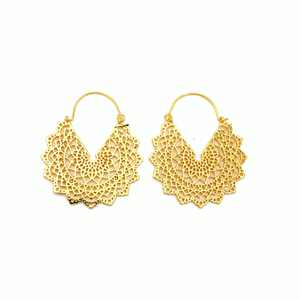 Pendientes de Diseño Geométrico con Flores, Estilo Bohemio, Venta al Por Mayor, Novedad 2024, Chapados en Oro de 18K, Material de Latón, Joyería Unisex - Product Image 1