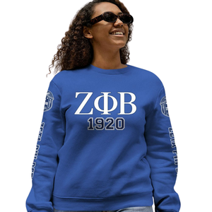 Sudadera con Cuello Redondo Azul Griego de la Hermandad Zeta Phi Beta para Mujer, Bordado de la Hermandad de 1920, Felpa - Product Image 5