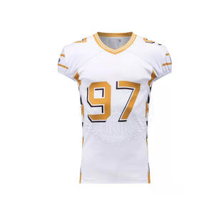 Nouvelle arrivée de vêtements de sport nom personnalisé imprimé 100% polyester tissu meilleur prix maillot de football américain - Product Image 1