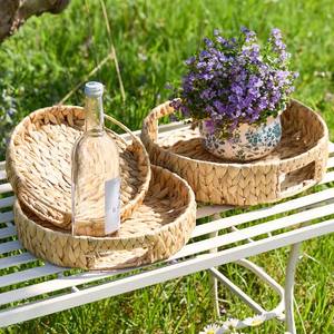 Tienphong 2025 gros plateau rond en jacinthe d'eau naturelle pour organisateur de vanité, nettoyage des taches uniquement, accessoire de salle de bain - Product Image 6