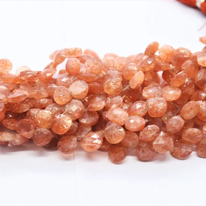 Nouvelle arrivée pierre de soleil à facettes en forme de coeur perles de briolette en vrac 6-7mm perles de pierre naturelle pour la fabrication de bijoux au prix de gros - Product Image 1