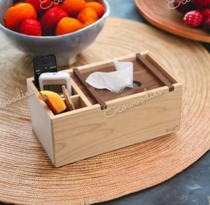 Home and Office Multifunctional Desktop Organizer Wooden Tissue Box Holder Bamboo Desk Organizer for Home Office <b>Car</b> Restaurant - Product Image 3