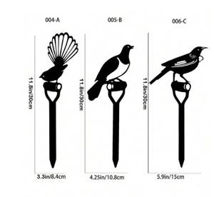 Décoration de jardin Art de cour en métal rouillé découpé au laser Décoration d'oiseau Piquet d'oiseau noir Artisanat Fournitures d'événement - Product Image 3