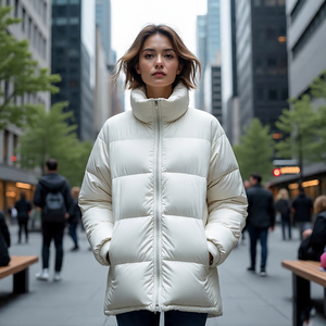 Chaquetas acolchadas con cremallera de punto de gran tamaño para mujer, holgadas, cálidas, de invierno, de manga larga, con capucha, acolchadas, a prueba de viento y transpirables - Product Image 6