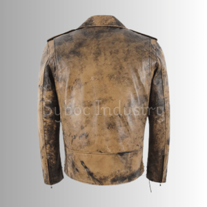 แจ็กเก็ตนักขี่จักรยานหนังแท้สำหรับผู้ชายเสื้อแจ็กเก็ตมอเตอร์ไซค์แนวสตรีทผ้านิ่มเป็นมิตรต่อสิ่งแวดล้อม - Product Image 6