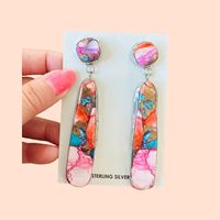 925 Sterling Silver Southwestern Drop Boucles d'oreilles Rose Dhalia Turquoise Gemstone Native Style Fournisseur en gros