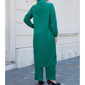 <b>Women's</b> Modest <b>3</b> <b>piece</b> <b>Suit</b> Elegant Lightweight Nida Fabric Open Abaya Solid Pattern Delicate Embroidery Natural Waistline - Product Image 5