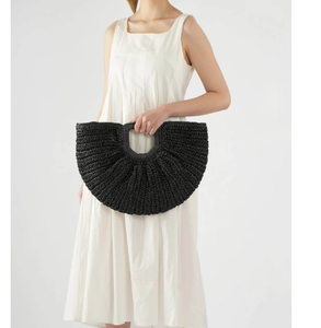Oversized Black Top <b>Ring</b> Style Straw Bag Woven Paper Rope Bag Crochet Macrame Beach Bags Direct From <b>Indian</b> Supplier - Product Image 1
