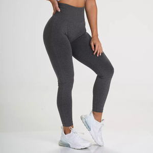 High Waist Seamless <b>Yoga</b> Leggings Full Length Ruched Butt Scrunch Design Solid <b>Pink</b> Color Elastic Waist <b>Pants</b> - Product Image 4