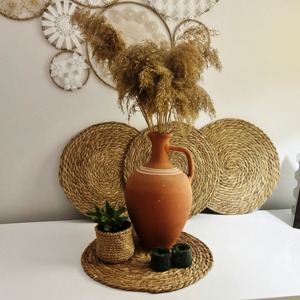 แผ่นรองจานผักตบชวาทรงกลมทำด้วยมือเป็นมิตรต่อสิ่งแวดล้อมผลิตในเวียดนามแผ่นรองจานทอสำหรับตกแต่งโต๊ะขายส่ง - Product Image 5