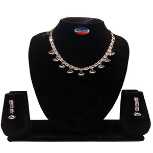 Designer Artificial <b>Diamond</b> <b>Necklace</b> And Earrings Set For Women With Cz Stones For Bridal Wear Engagements And Celebrations - Product Image 2