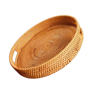 ถาดหวายอเนกประสงค์และหรูหราสำหรับรับประทานอาหารการแสดงผลไม้และการตกแต่งบ้าน - Product Image 1