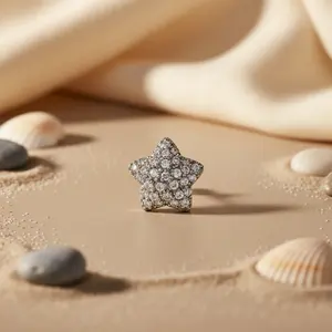 "Glamorous Gold-Plated <b>Silver</b> Star <b>Stud</b> Earrings for Women Made of Durable Alloy" - Product Image 1