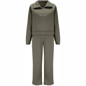 Survêtement décontracté 2 pièces pour femmes avec logo personnalisé, 100% coton molletonné respirant, vêtements de sport pour femmes - Product Image 3