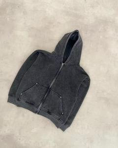 Haute qualité 100% coton lavé à l'acide Vintage sweat à capuche série High Street-Style décontracté hiver vieux pull pierre lavé Look - Product Image 5