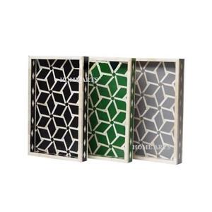 ชุดถาดขนม3ขนาดถาดเสิร์ฟอาหารทรงสี่เหลี่ยมผืนผ้าทำมือ - Product Image 3