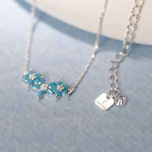 Collier de fleurs turquoise Dainty Cluster Gemstone Jewelry Gift for Her - Product Image 2